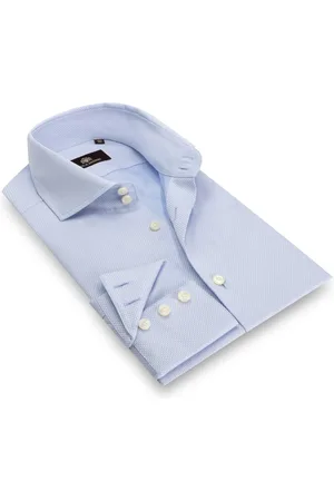 Circle of Gentlemen Albin 2 knoops kraag, 3 knoops manchet, jacquard geweven shirt 100% co
