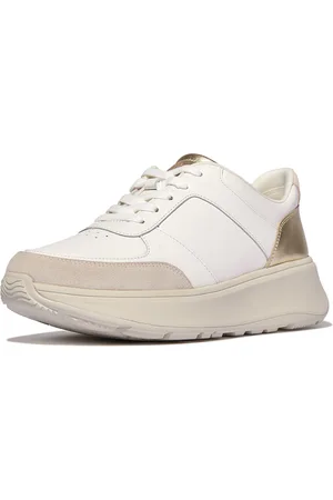 FitFlop F-mode leather/suede/metallic flatform sneakers
