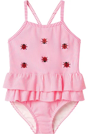 NAME IT Meisjes badpak nmfzammer gestreept lieveheersbeestjes print roze