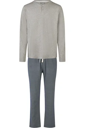 Phil & Co. Berlin Heren pyjama set lang grijs/blauw