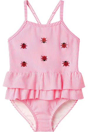 NAME IT Meisjes badpak nmfzammer gestreept lieveheersbeestjes print roze