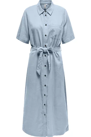 ONLY Onlcaro s/s linen bl belt dress cc