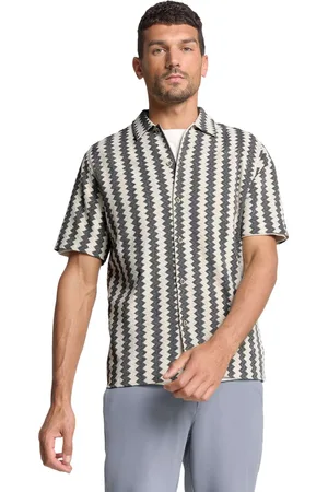 No Excess Shirt short sleeve zig zag jacquard offwhite