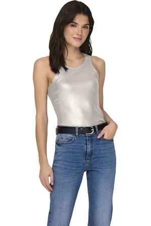 ONLY Onlsol life s/l glitter rib top jrs cloud dancer/c
