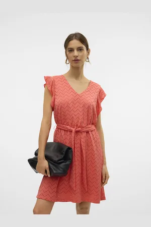 VERO MODA Vmthas sl short v-neck dress jrs ga