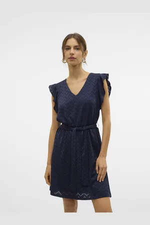 VERO MODA Vmthas sl short v-neck dress jrs ga