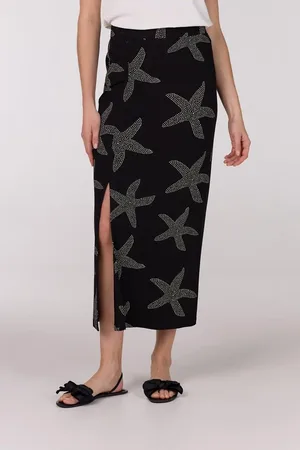Jansen Amsterdam Fenja rok vsf690 long with slit black/ off white