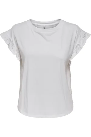 ONLY Onlgrape ss frill o-neck top jrs off-white
