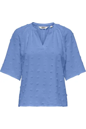 ONLY Onlivana life 34 dobby v-neck top wvn cs kobalt