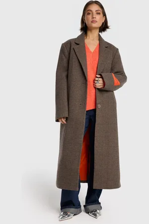 Alix the label 2508508325 ladies woven checked coat