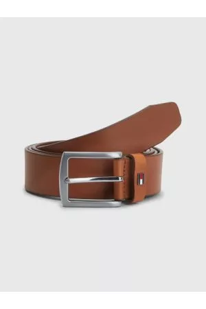 Tommy Hilfiger Heren Riemen - Denton leren riem met geëmailleerde vlag