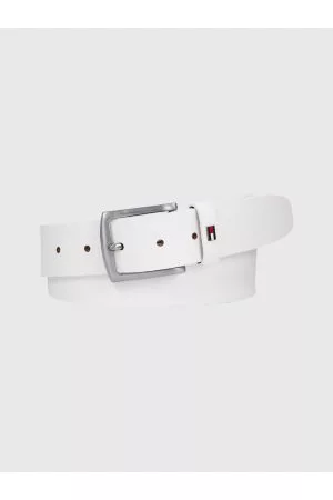 Tommy Hilfiger Heren Riemen - Denton leren riem met vlag op de lus