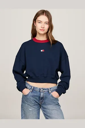 Tommy Hilfiger Cropped relaxed fit sweatshirt met badge