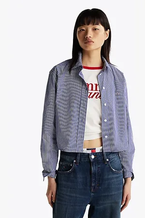 Tommy Hilfiger Poplin cropped relaxed fit blouse met streep