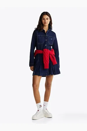 Tommy Hilfiger Denim mini-overhemdjurk met plooien