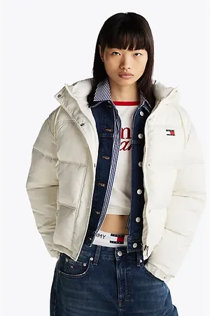 Tommy Hilfiger Pufferjack met logoprint en capuchon