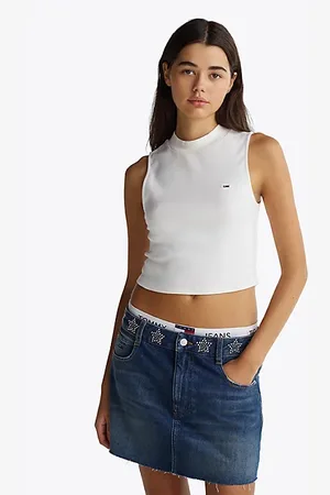Tommy Hilfiger Slim fit cropped tanktop met opstaande kraag