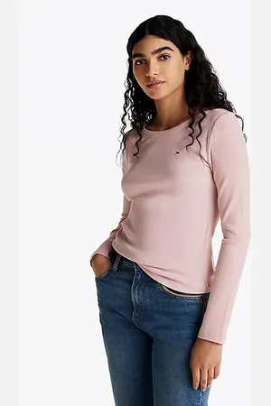 Tommy Hilfiger Slim fit longsleeve T-shirt met ribtextuur