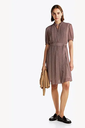 Tommy Hilfiger Fit-and-flare jurk met print en plooien