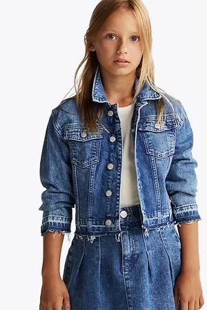 Tommy Hilfiger Denim relaxed truckerjack met rafelzomen