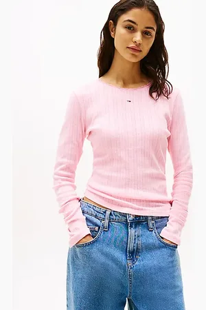 Tommy Hilfiger Slim fit longsleeve T-shirt met ajourmotief