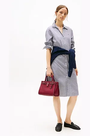 Tommy Hilfiger Gestreepte poplin midi-overhemdjurk
