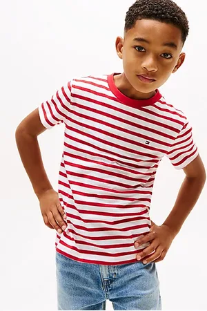 Tommy Hilfiger T-shirt met ronde hals en geborduurde vlag