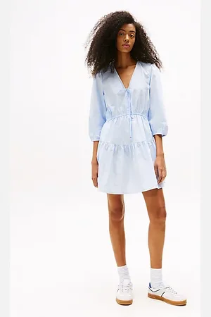 Tommy Hilfiger Relaxed fit poplin gelaagde mini-jurk