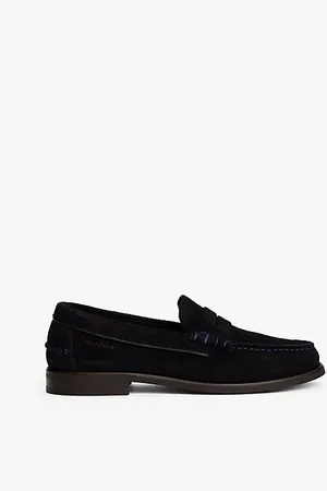 Tommy Hilfiger Suède loafer met logo in reliëf