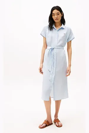 Tommy Hilfiger Midi-overhemdjurk van puur linnen