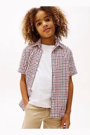 Tommy Hilfiger Katoenen seersucker overhemd met korte mouwen