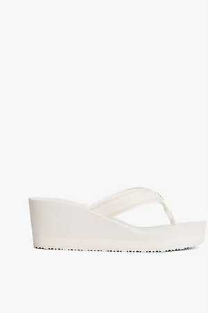 Tommy Hilfiger Teenslipper met sleehak en geweven logo
