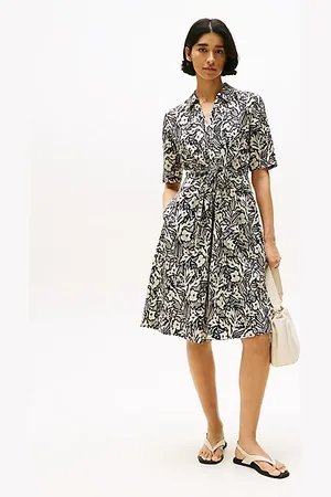 Tommy Hilfiger Relaxed midi-overhemdjurk van linnenmix