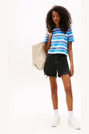 Tommy Hilfiger Zwarte mom short met distressing