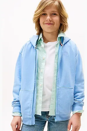 Tommy Hilfiger Hoodie met rits en geborduurde vlag