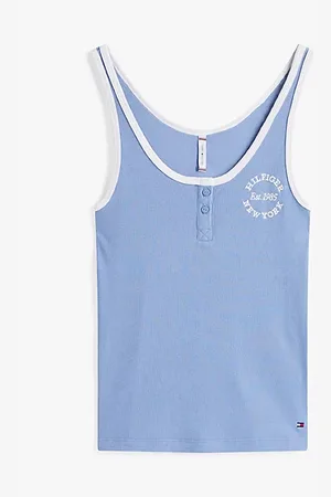 Tommy Hilfiger Geribde slim fit Henley-loungetanktop