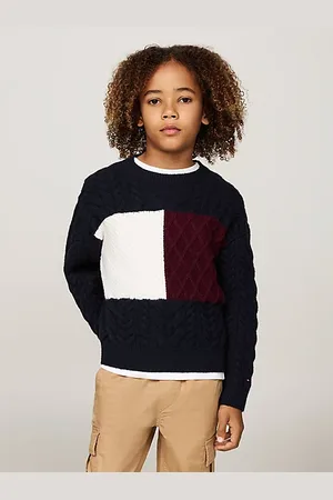 Tommy Hilfiger Kabelgebreide trui met colour-blocking