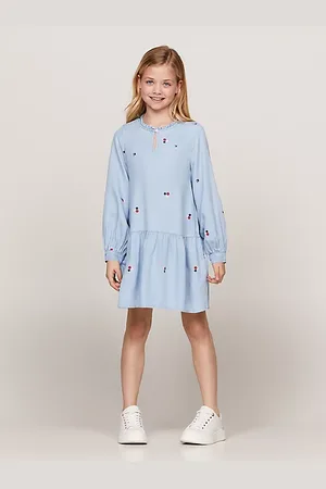 Tommy Hilfiger Fit and flare jurk met geborduurde bloemen