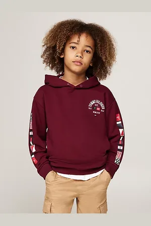 Tommy Hilfiger Hoodie met drukknoop en logo op de mouw