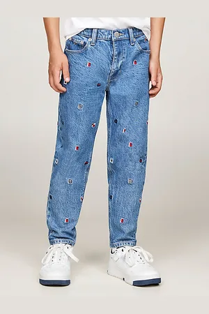 Tommy Hilfiger Faded tapered jeans met geborduurde vlaggen