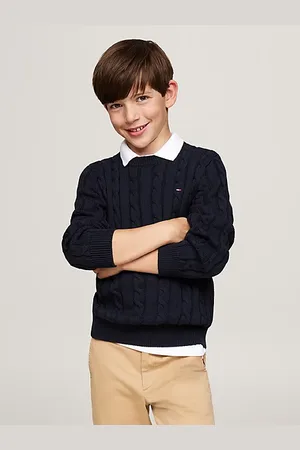 Tommy Hilfiger Kabelgebreide trui met ronde hals