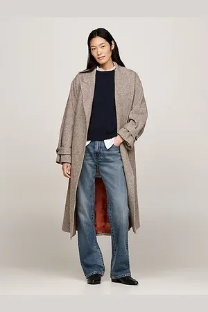 Tommy Hilfiger Oversized trenchcoat van wol met visgraat
