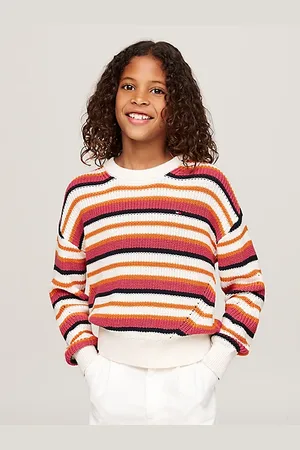 Tommy Hilfiger Relaxed fit trui met ronde hals en strepen