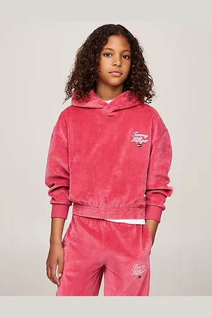 Tommy Hilfiger Relaxed fit velours hoodie met scriptlogo