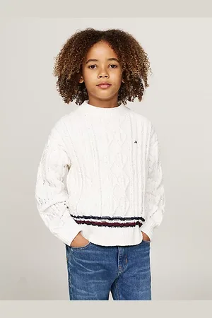 Tommy Hilfiger Kabelgebreide trui van chenille