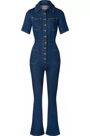 Rock-a-Booty Dames Playsuits - 50s Gloria Lee Jumpsuit in Denim Blue