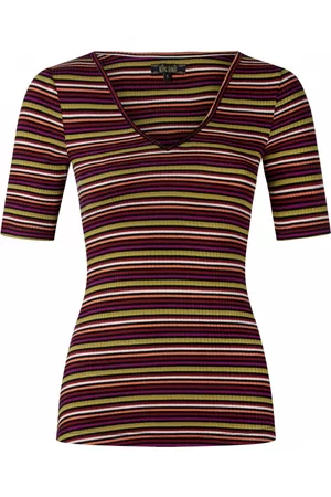 King Louie Dames Fleece truien - Carice Brunelli Stripe Top in Rio Red