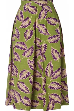King Louie Dames Plooirokken - Suzette Dominica Pleat Skirt in Woodbine Green