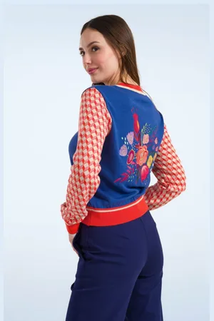 LaLamour Emma Embroidery gebreid vest in schitterend blauw