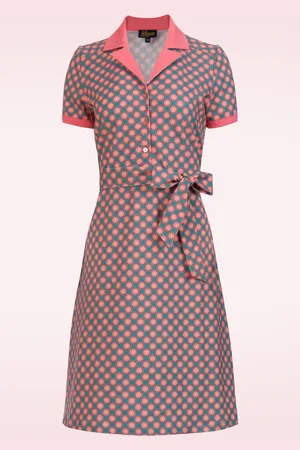 LaLamour Monique Vintage Flower jurk in koraal
